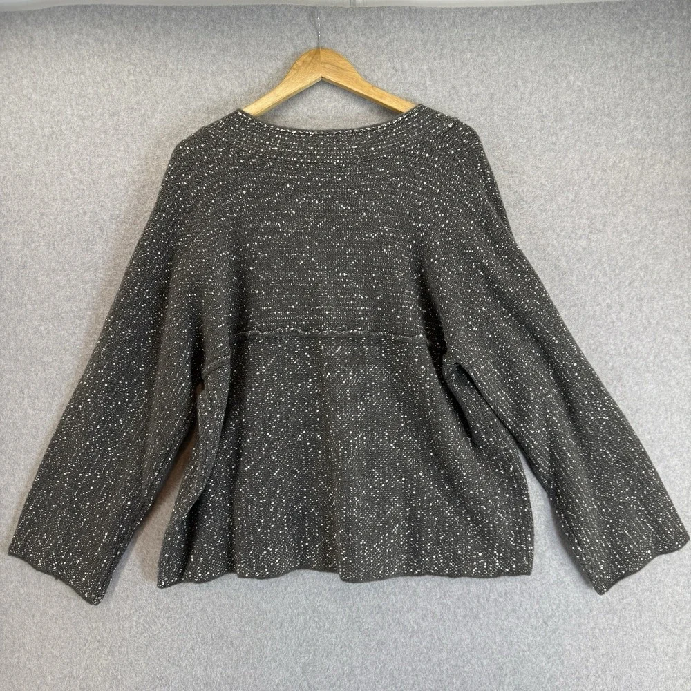 Habitat Sweater Gray Tweed Cardigan Sweater V Neck Chunky Knit Size Large NWT